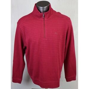 Tommy Bahama Sweater Jacket 1/4 Zip Mens L Rhumba Red Pullover Casual Beach